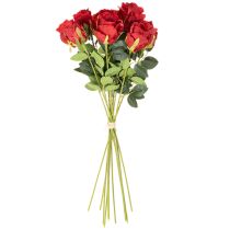 Artículo Rosa artificial de tallo largo, flor artificial roja, 62 cm, 12 unidades.