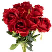 Artículo Rosa artificial de tallo largo, flor artificial roja, 62 cm, 12 unidades.