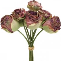 Rosas rosa antiguo, flores de seda, flores artificiales L23cm 8pcs