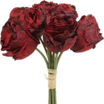Artículo Rosas artificiales rojas, flores de seda, ramo de rosas L23cm 8 piezas