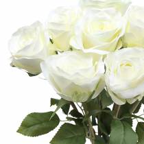 Artículo Flores decorativas de seda rosa en ramo crema 36cm 8 piezas