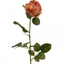 Artículo Rosa artificial naranja, rosa artificial, rosa decorativa L74cm Ø7cm