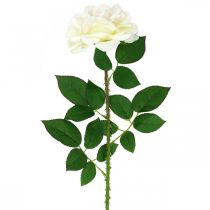 Artículo Flor de seda, rosa con tallo, planta artificial blanco cremoso, rosa L72cm Ø13cm