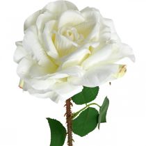 Artículo Rosa blanca Rosa falsa sobre tallo Flor de seda Rosa artificial L72cm Ø13cm