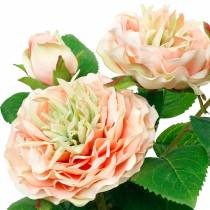 Rosa decorativa en maceta, románticas flores de seda, peonía rosa