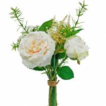 Ramo de rosas artificiales Flores de seda color crema en un ramo