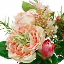 Artículo Ramo de rosas artificiales en un ramo de flores de seda rosa