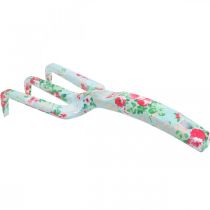 Artículo Rastrillo de mano de metal, rastrillo con motivo de rosa, mini rastrillo L23cm