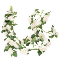 Artículo Guirnalda de rosas artificiales con flores blancas para decoración, 170 cm.