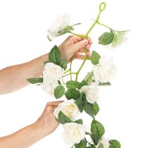 Artículo Guirnalda de rosas artificiales con flores blancas para decoración, 170 cm.