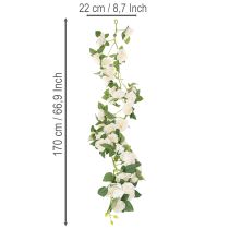 Artículo Guirnalda de rosas artificiales con flores blancas para decoración, 170 cm.