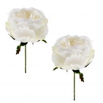 Artículo Rosa flor blanca 17cm 4pcs
