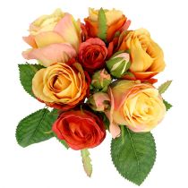 Artículo Ramo de rosas naranjas Ø17cm L25cm flores artificiales decoración mesa boda otoño