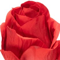 Artículo Rama de rosa artificial de seda, color rojo, 72 cm, 3 unidades.