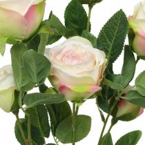 Artículo Rama de rosa, rosas de seda, rama artificial rosa, crema L66cm Ø3/5cm
