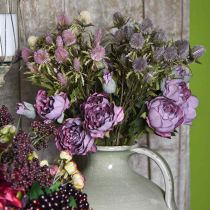 Rama de rosa Flor de seda Decoración de mesa Arte Rosa Púrpura Antiguo L53cm