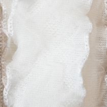 Artículo Cinta de organza blanca con volantes, cinta decorativa, 25 mm de ancho, 10 m de largo.