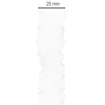 Artículo Cinta de organza blanca con volantes, cinta decorativa, 25 mm de ancho, 10 m de largo.