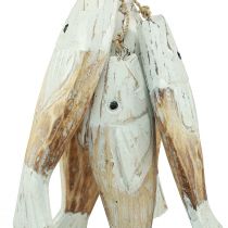Artículo Percha rústica para peces de madera con 5 peces blanco natural 15cm