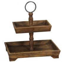 Artículo Soporte rústico de madera de dos niveles con asa de metal, perfecto para decoración vintage, 44 cm
