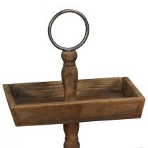 Artículo Soporte rústico de madera de dos niveles con asa de metal, perfecto para decoración vintage, 44 cm