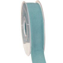 Artículo Cinta de terciopelo azul para joyería, color azul claro, 25 mm, 7 m