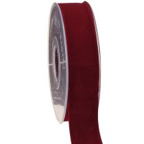 Artículo Cinta de terciopelo rojo burdeos cinta decorativa cinta roja 25mm 7m