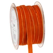 Artículo Cinta de terciopelo decorativa terciopelo naranja oscuro 10mm 20m