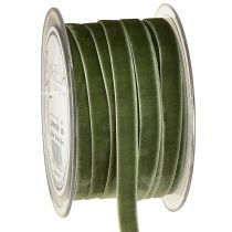 Artículo Cinta de terciopelo, cinta de regalo, cinta decorativa verde, ancho 10 mm, 20 m
