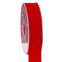 Artículo Cinta de terciopelo cinta roja cinta de tela 25mm 7m