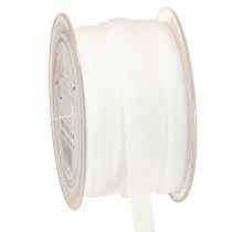 Artículo Cinta de terciopelo blanca, cinta decorativa, cinta de regalo blanca, 10 mm, 20 m