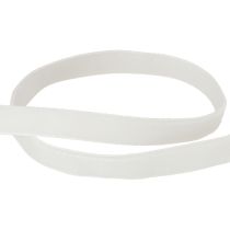 Artículo Cinta de terciopelo blanca, cinta decorativa, cinta de regalo blanca, 10 mm, 20 m