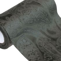 Artículo Camino de mesa con cinta de terciopelo cinta de mesa verde Paisley 150mm 3m