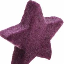 Artículo Estrellas decorativas dispersas estrellas de terciopelo flocadas bayas moradas 4/5cm 40 piezas
