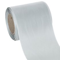 Artículo Cinta de satén plateada para coronas, 100 mm de ancho, 25 m de largo, para coronas funerarias, coronas conmemorativas y aniversarios, resistente a la intemperie y compostable.