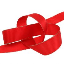 Artículo Cinta de raso roja con borde dorado 25mm 40m
