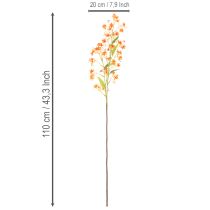 Artículo Rama de orquídea artificial naranja con filigrana para decoración de habitaciones, 110 cm, 3 unidades.