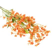 Artículo Rama de orquídea artificial naranja con filigrana para decoración de habitaciones, 110 cm, 3 unidades.