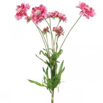 Decoración de flores artificiales, escabiosa flor artificial rosa 64cm paquete de 3 piezas