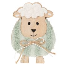 Artículo Decoración de oveja de madera, linda figura decorativa para primavera y Pascua, decoración de mesa, 11 cm, 6 piezas