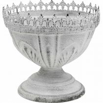 Trofeo decorativo cuenco decorativo de metal blanco con borde de corona Al. 15 cm