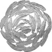 Artículo Cuenco decorativo cuenco de metal plateado plumas Ø37cm H9cm