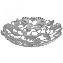 Cuenco decorativo cuenco gingko plateado metal Ø43cm H11cm