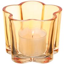 Artículo Portavelas de cristal con forma de flor naranja, Ø7,5 cm, alto 6 cm, 6 unidades