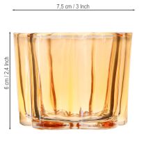 Artículo Portavelas de cristal con forma de flor naranja, Ø7,5 cm, alto 6 cm, 6 unidades
