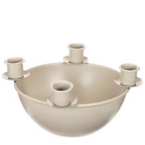 Artículo Portavelas con 4 soportes, corona de Adviento moderna, beige, 15 cm