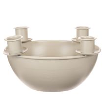 Artículo Portavelas con 4 soportes, corona de Adviento moderna, beige, 15 cm