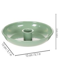 Artículo Candelabro decorativo de metal verde para velas cónicas, 13 cm.