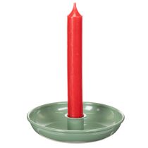 Artículo Candelabro decorativo de metal verde para velas cónicas, 13 cm.