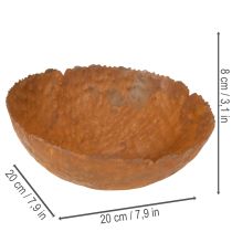 Artículo Bol redondo de metal con superficie texturizada efecto óxido, 20 cm.
